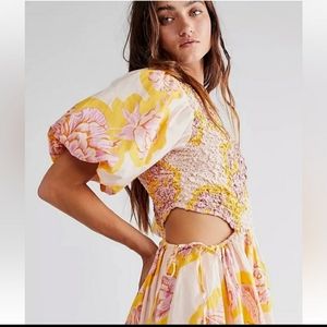 Free People Kalina Dress. NWOT. Never been worn. Large. Shades of pink & yellow